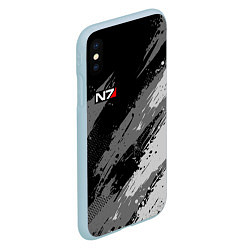 Чехол iPhone XS Max матовый N7 - mass effect monochrome, цвет: 3D-голубой — фото 2