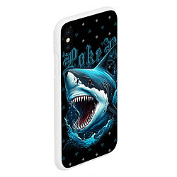 Чехол iPhone XS Max матовый Акула покера, цвет: 3D-белый — фото 2
