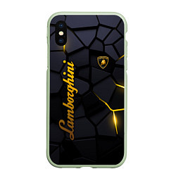 Чехол iPhone XS Max матовый Lamborghini - плиты с эффектом свечения, цвет: 3D-салатовый