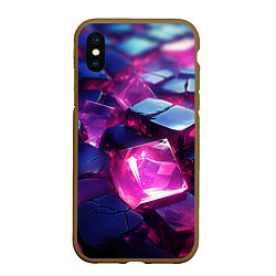 Чехол iPhone XS Max матовый Фиолетовые прозрачные кубики, цвет: 3D-коричневый