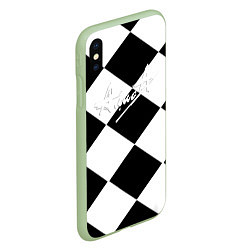 Чехол iPhone XS Max матовый Алиса шахматная клетка, цвет: 3D-салатовый — фото 2