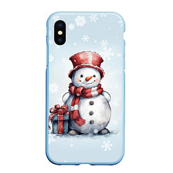 Чехол iPhone XS Max матовый New Years cute snowman, цвет: 3D-голубой