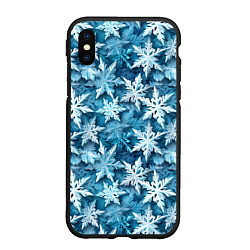 Чехол iPhone XS Max матовый New Years pattern with snowflakes, цвет: 3D-черный