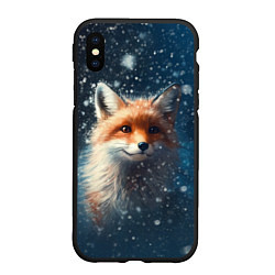 Чехол iPhone XS Max матовый Fox in the snow, цвет: 3D-черный