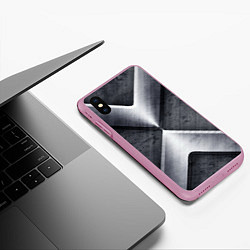 Чехол iPhone XS Max матовый Стальные блоки, цвет: 3D-розовый — фото 2