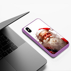 Чехол iPhone XS Max матовый Добрый Санта - мазки краски, цвет: 3D-фиолетовый — фото 2