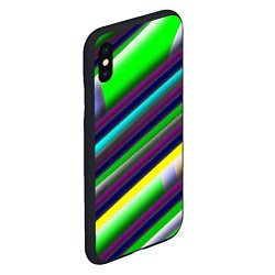 Чехол iPhone XS Max матовый Размытые абстрактные полосы, цвет: 3D-черный — фото 2