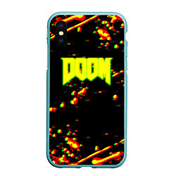 Чехол iPhone XS Max матовый Doom огненный марс блики, цвет: 3D-мятный