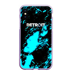 Чехол iPhone XS Max матовый Detroit become human кровь андроида, цвет: 3D-светло-сиреневый