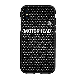 Чехол iPhone XS Max матовый Motorhead glitch на темном фоне посередине, цвет: 3D-черный