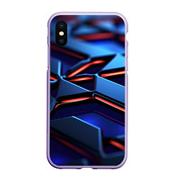 Чехол iPhone XS Max матовый Плиты синего оттенка, цвет: 3D-светло-сиреневый