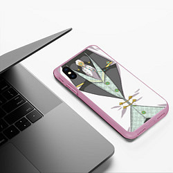 Чехол iPhone XS Max матовый Белый мультяшный фрак с шейным платком, цвет: 3D-розовый — фото 2