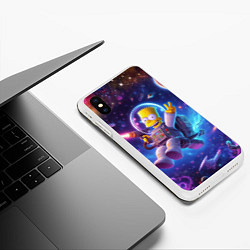 Чехол iPhone XS Max матовый Барт Симпсон с лазерным пистолетом в космосе, цвет: 3D-белый — фото 2