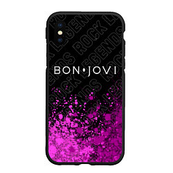 Чехол iPhone XS Max матовый Bon Jovi rock legends посередине, цвет: 3D-черный