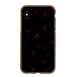 Чехол iPhone XS Max матовый Красный кибер узор, цвет: 3D-коричневый