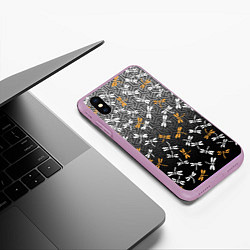 Чехол iPhone XS Max матовый Стрекозы поверх графики, цвет: 3D-сиреневый — фото 2