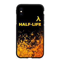 Чехол iPhone XS Max матовый Half-Life - gold gradient посередине, цвет: 3D-черный