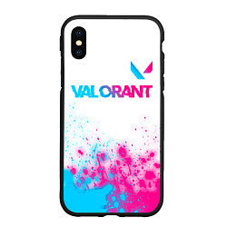 Чехол iPhone XS Max матовый Valorant neon gradient style посередине, цвет: 3D-черный