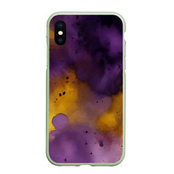 Чехол iPhone XS Max матовый Акварелика, цвет: 3D-салатовый