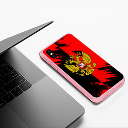 Чехол iPhone XS Max матовый Герб РФ краски геометрия, цвет: 3D-баблгам — фото 2