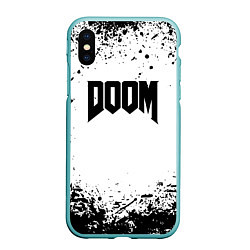 Чехол iPhone XS Max матовый Doom black splash, цвет: 3D-мятный