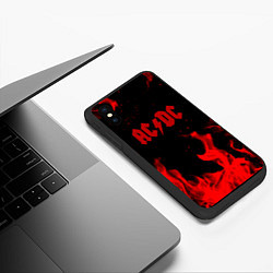 Чехол iPhone XS Max матовый AC DC огненный стиль, цвет: 3D-черный — фото 2