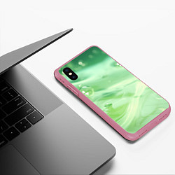 Чехол iPhone XS Max матовый Зеленая вода с пузырями, цвет: 3D-малиновый — фото 2