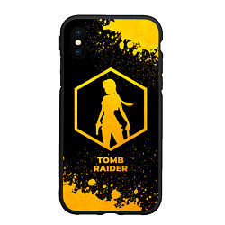 Чехол iPhone XS Max матовый Tomb Raider - gold gradient, цвет: 3D-черный