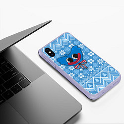 Чехол iPhone XS Max матовый Huggy Wuggy christmas sweater, цвет: 3D-светло-сиреневый — фото 2