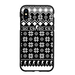 Чехол iPhone XS Max матовый CS GO christmas sweater, цвет: 3D-черный