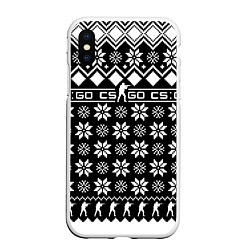 Чехол iPhone XS Max матовый CS GO christmas sweater, цвет: 3D-белый