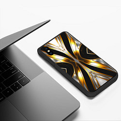 Чехол iPhone XS Max матовый Неоновый узор стальная бабочка, цвет: 3D-черный — фото 2