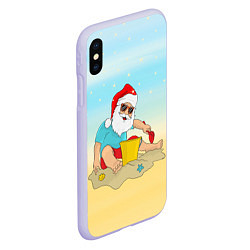 Чехол iPhone XS Max матовый Дед Мороз на море, цвет: 3D-светло-сиреневый — фото 2