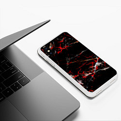 Чехол iPhone XS Max матовый Красные узоры, цвет: 3D-белый — фото 2