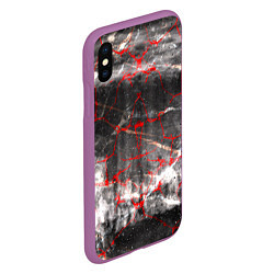 Чехол iPhone XS Max матовый Красные узоры, цвет: 3D-фиолетовый — фото 2