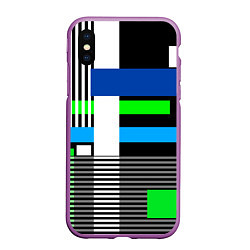 Чехол iPhone XS Max матовый Геометрический узор сине -зеленый в стиле пэчворк, цвет: 3D-фиолетовый