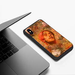 Чехол iPhone XS Max матовый Lil Peep розы, цвет: 3D-черный — фото 2