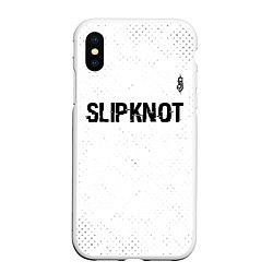 Чехол iPhone XS Max матовый Slipknot glitch на светлом фоне посередине, цвет: 3D-белый