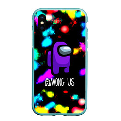 Чехол iPhone XS Max матовый Among us blink neon, цвет: 3D-мятный