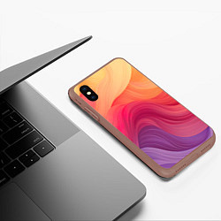 Чехол iPhone XS Max матовый Желтый красный фиолетовый градиент, цвет: 3D-коричневый — фото 2