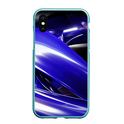 Чехол iPhone XS Max матовый Blue black abstract, цвет: 3D-мятный