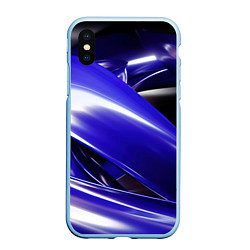 Чехол iPhone XS Max матовый Blue black abstract, цвет: 3D-голубой