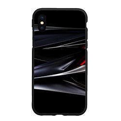 Чехол iPhone XS Max матовый Black red abstract, цвет: 3D-черный