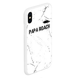 Чехол iPhone XS Max матовый Papa Roach glitch на светлом фоне посередине, цвет: 3D-белый — фото 2
