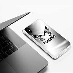 Чехол iPhone XS Max матовый Placebo glitch на светлом фоне, цвет: 3D-белый — фото 2