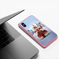 Чехол iPhone XS Max матовый Новогодняя кошечка в пальто, цвет: 3D-малиновый — фото 2
