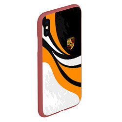 Чехол iPhone XS Max матовый Porsche - Оранжевая абстракция, цвет: 3D-красный — фото 2