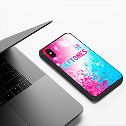 Чехол iPhone XS Max матовый Deftones neon gradient style посередине, цвет: 3D-черный — фото 2