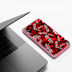 Чехол iPhone XS Max матовый Карате киокушинкай лого паттерн, цвет: 3D-малиновый — фото 2