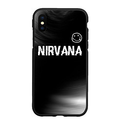 Чехол iPhone XS Max матовый Nirvana glitch на темном фоне посередине